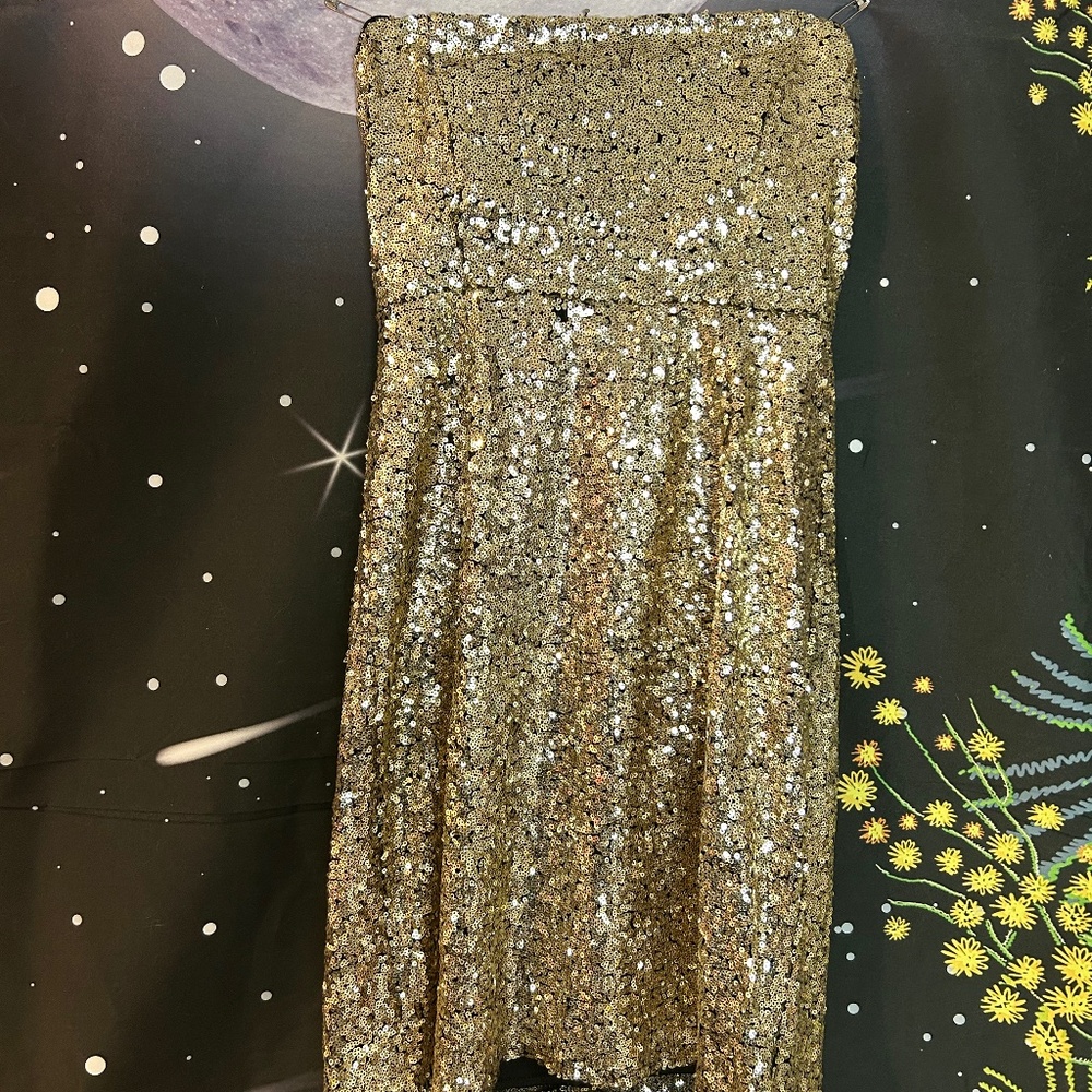 Emmelee Strapless Gold Mini Dress